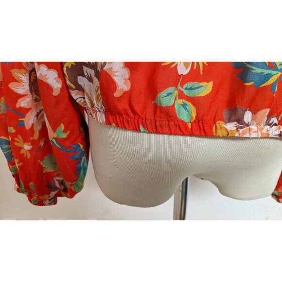 Women's Maeve Anthropologie Floral Balloon Sleeve "Lake House" Cropped Blouse SM - Picture 10 of 13